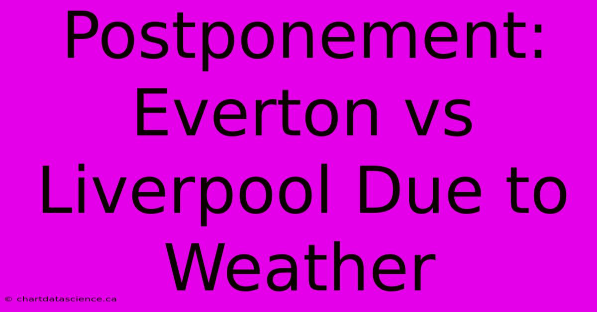 Postponement: Everton Vs Liverpool Due To Weather