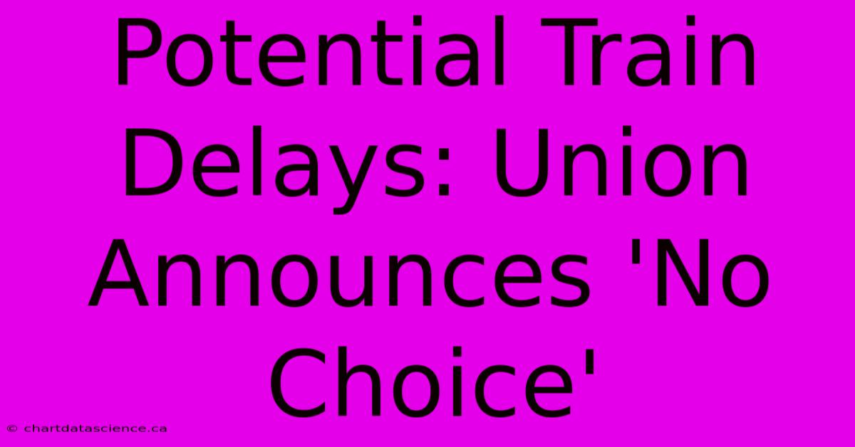 Potential Train Delays: Union Announces 'No Choice'