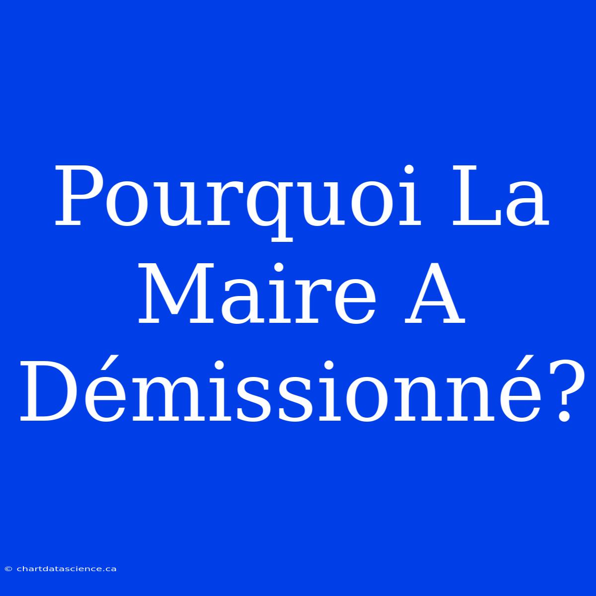 Pourquoi La Maire A Démissionné?