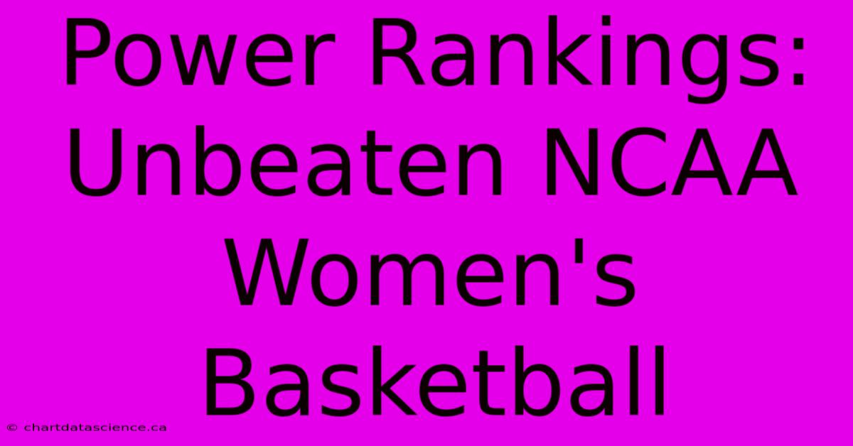 Power Rankings: Unbeaten NCAA Women's Basketball