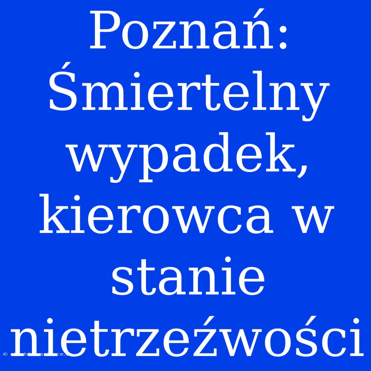 Poznań: Śmiertelny Wypadek, Kierowca W Stanie Nietrzeźwości