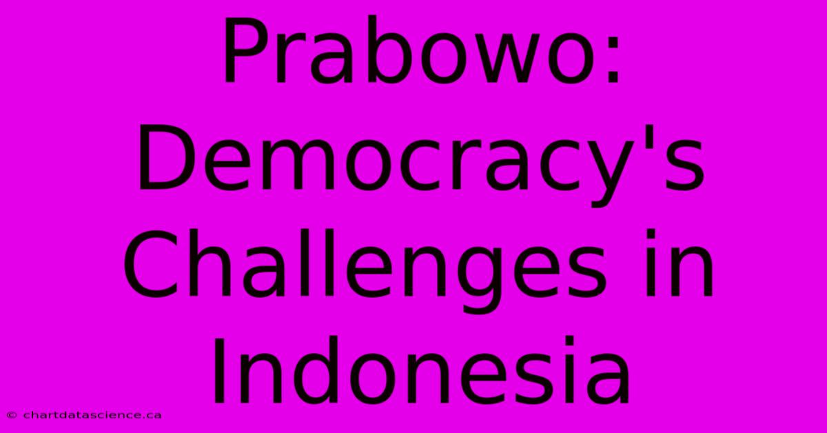 Prabowo:  Democracy's Challenges In Indonesia