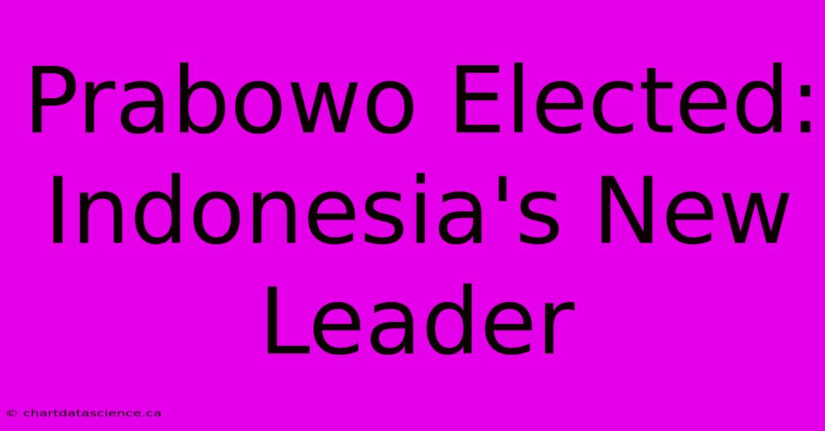 Prabowo Elected: Indonesia's New Leader