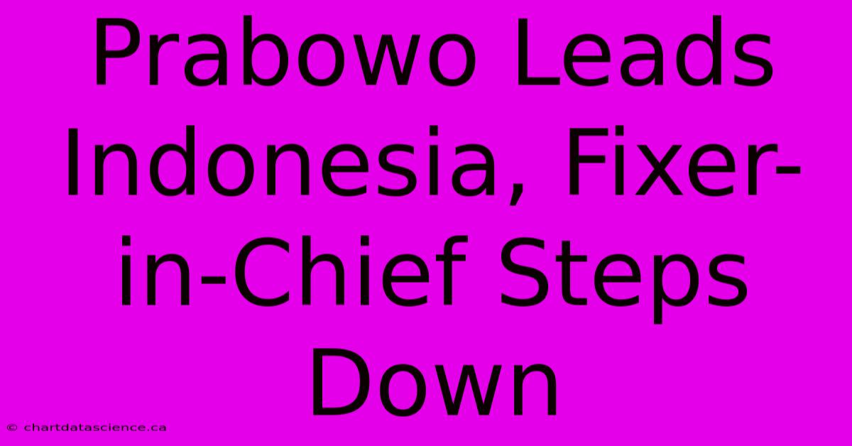 Prabowo Leads Indonesia, Fixer-in-Chief Steps Down