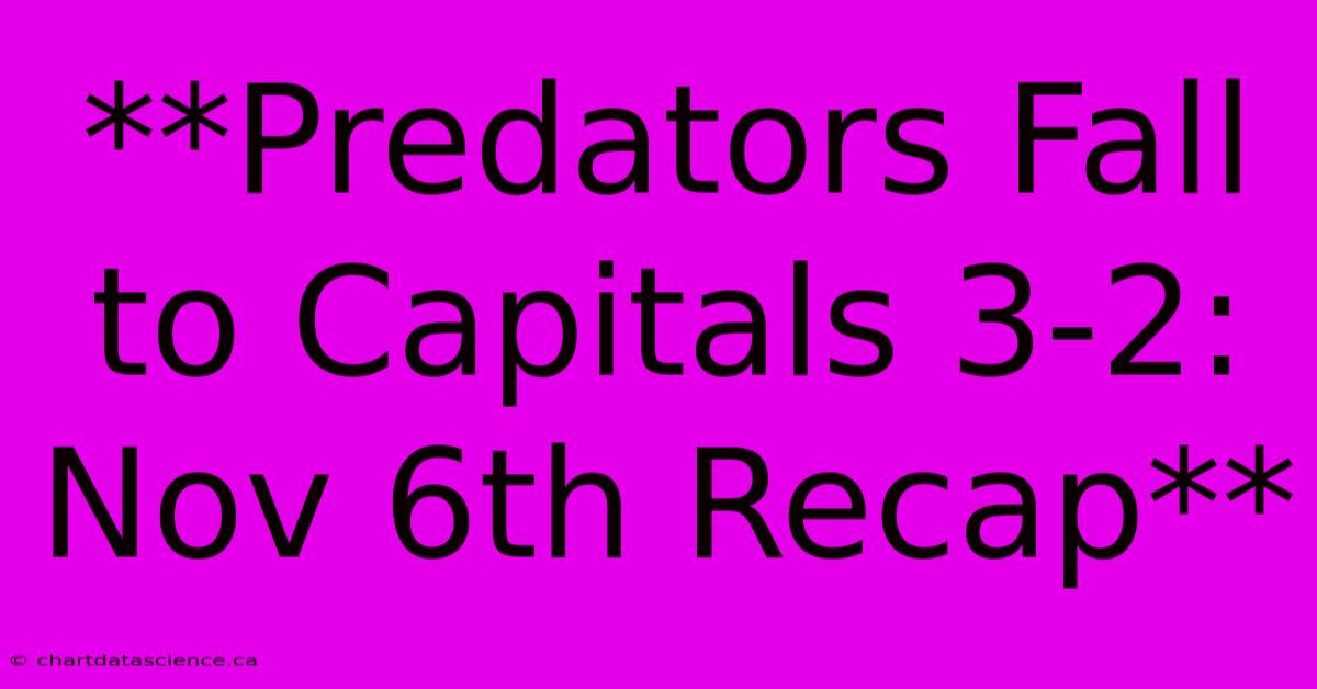 **Predators Fall To Capitals 3-2: Nov 6th Recap**