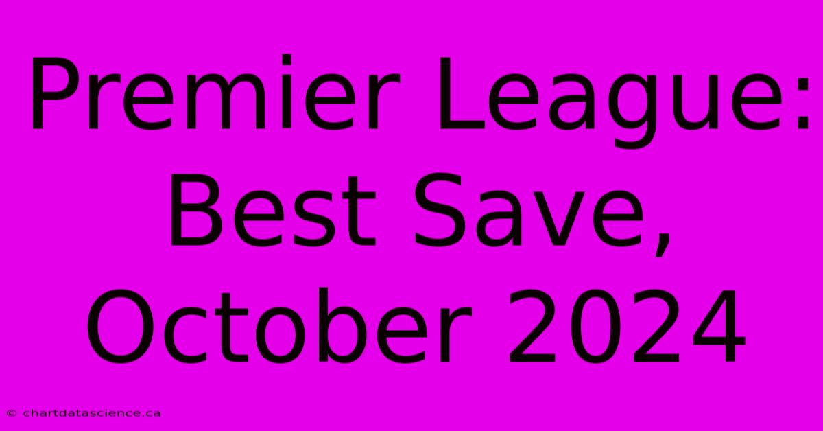 Premier League: Best Save, October 2024