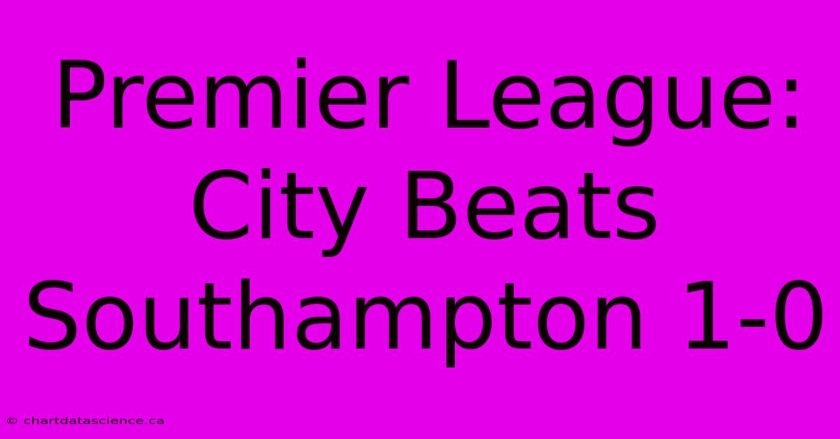 Premier League: City Beats Southampton 1-0