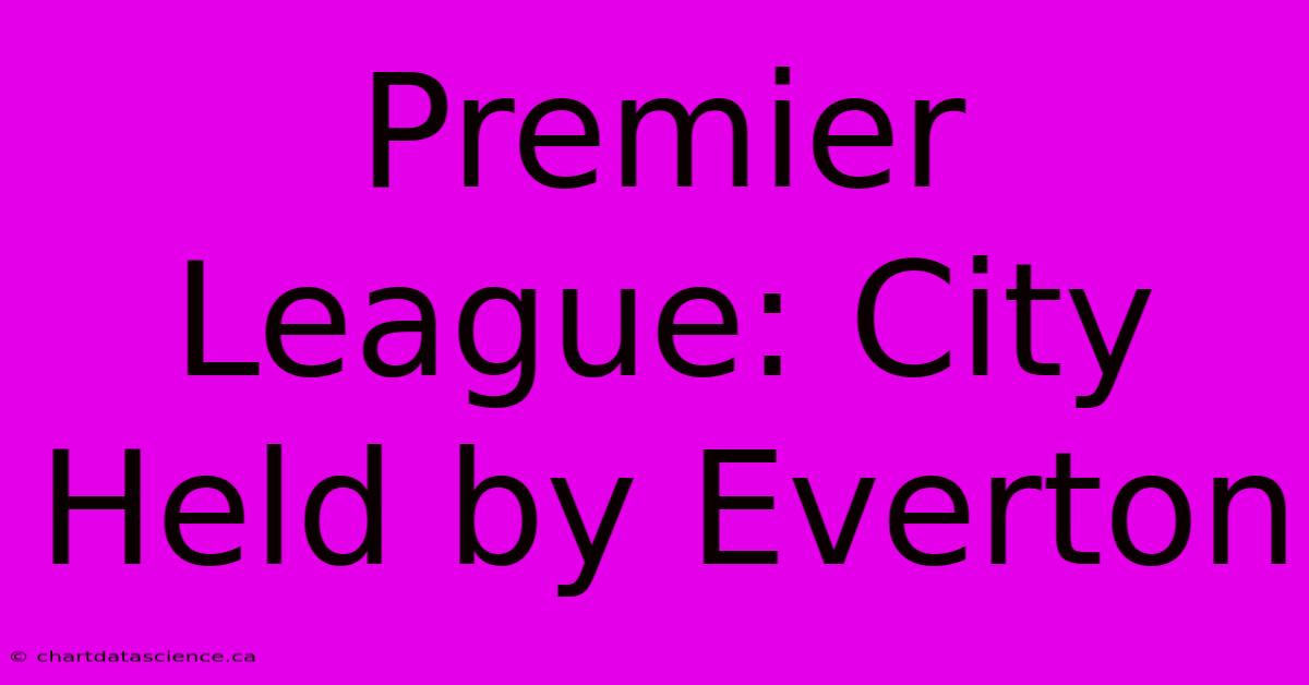 Premier League: City Held By Everton