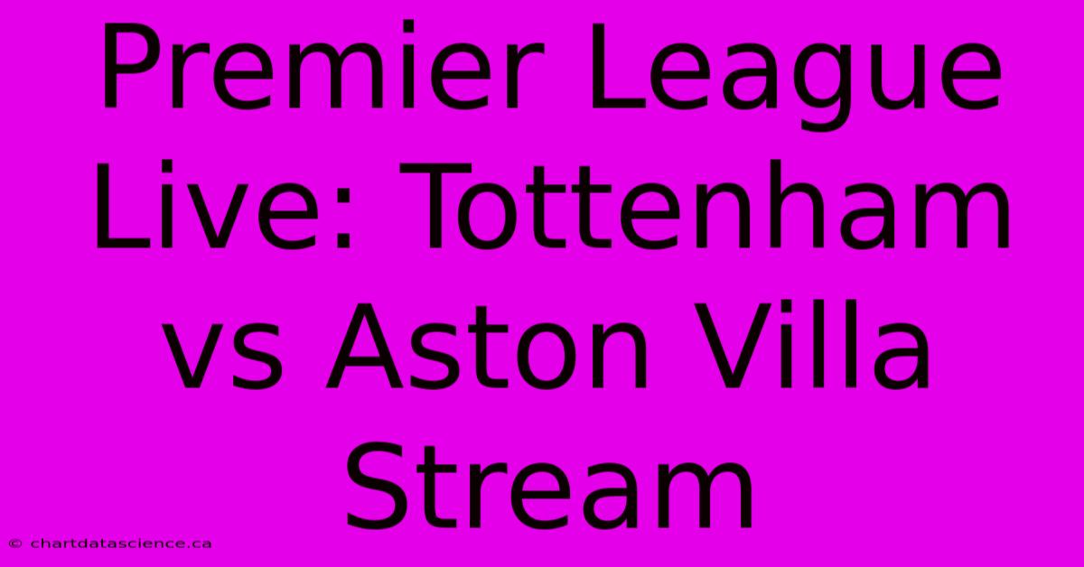 Premier League Live: Tottenham Vs Aston Villa Stream