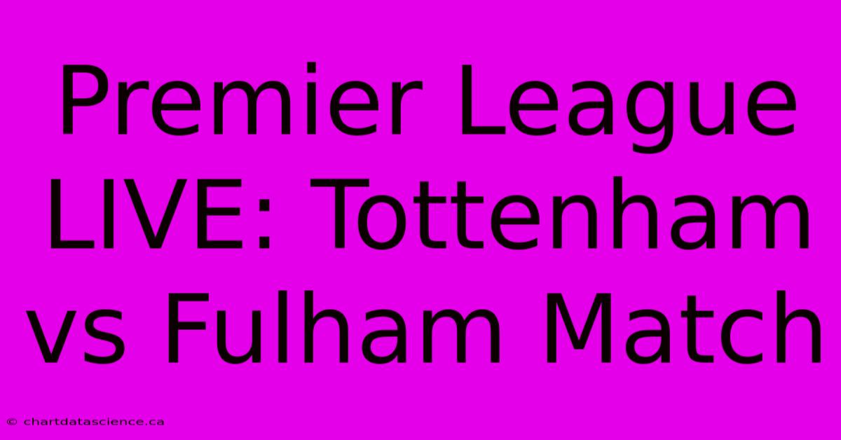 Premier League LIVE: Tottenham Vs Fulham Match