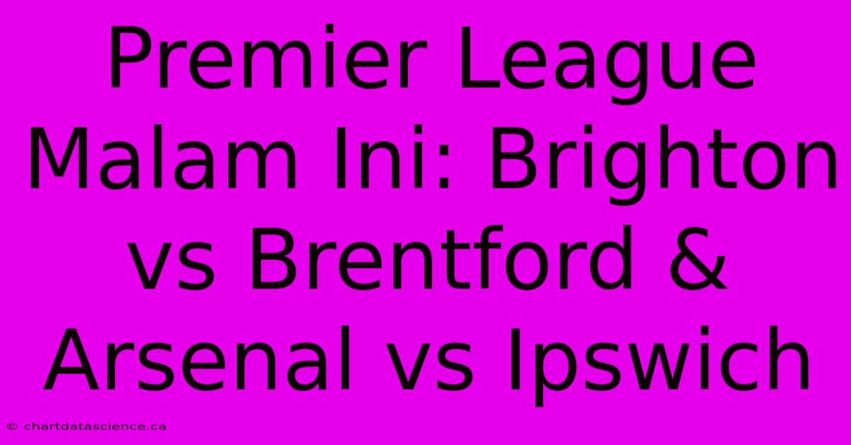 Premier League Malam Ini: Brighton Vs Brentford & Arsenal Vs Ipswich