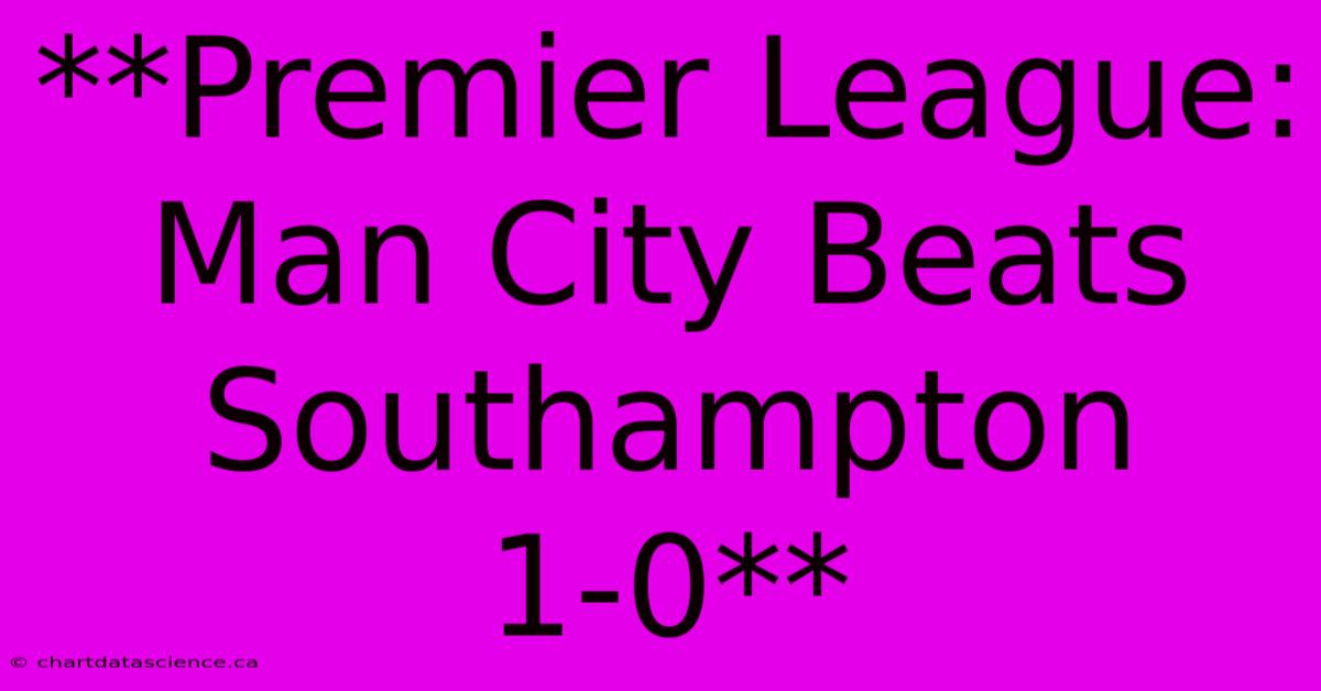 **Premier League: Man City Beats Southampton 1-0**