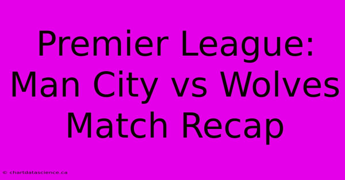 Premier League: Man City Vs Wolves Match Recap