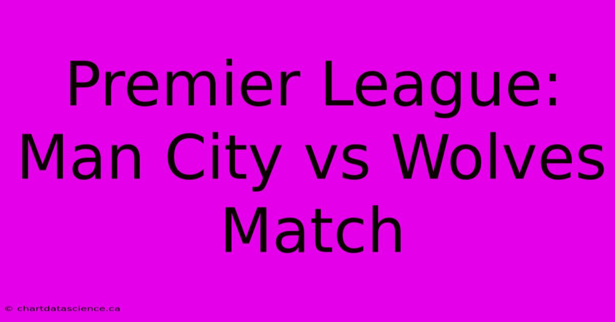 Premier League: Man City Vs Wolves Match