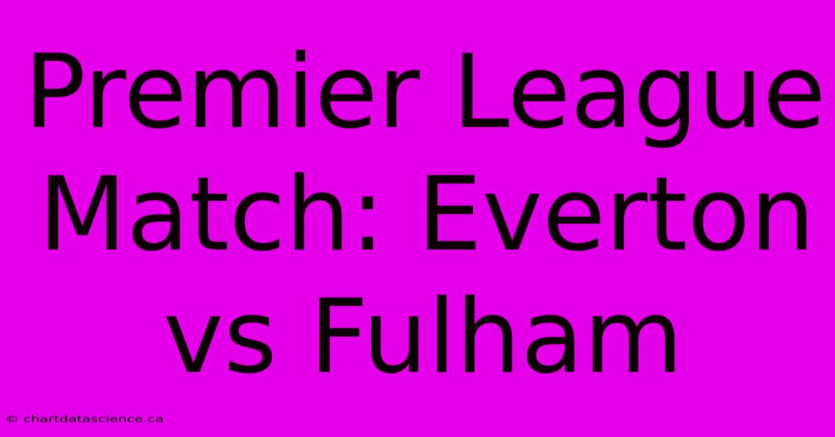 Premier League Match: Everton Vs Fulham 