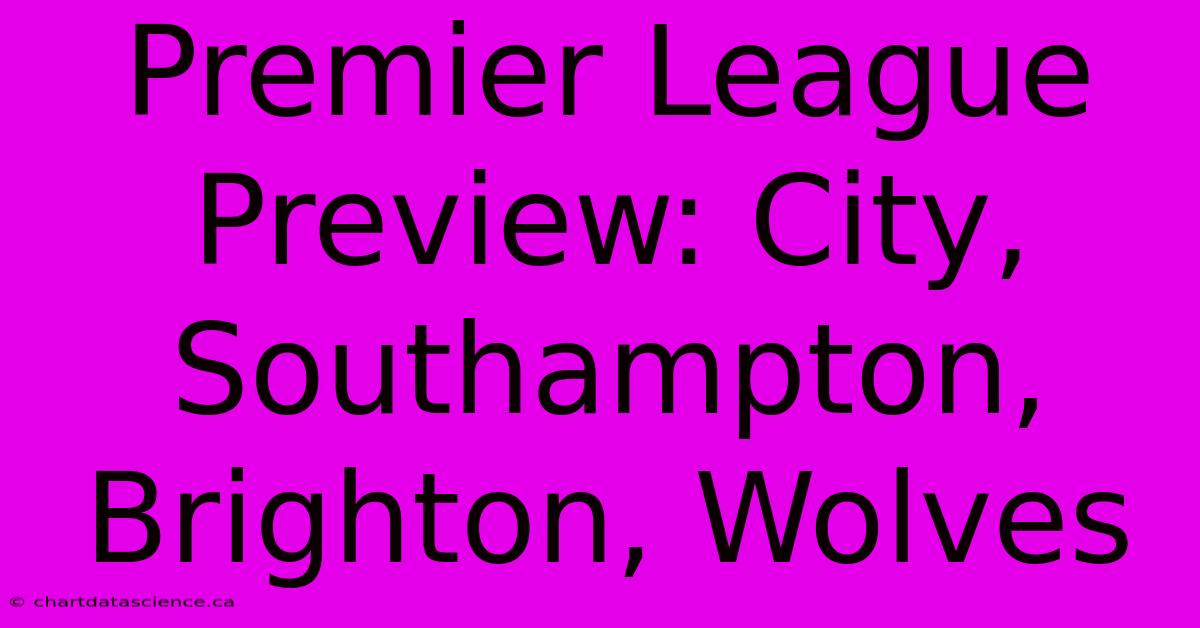 Premier League Preview: City, Southampton, Brighton, Wolves