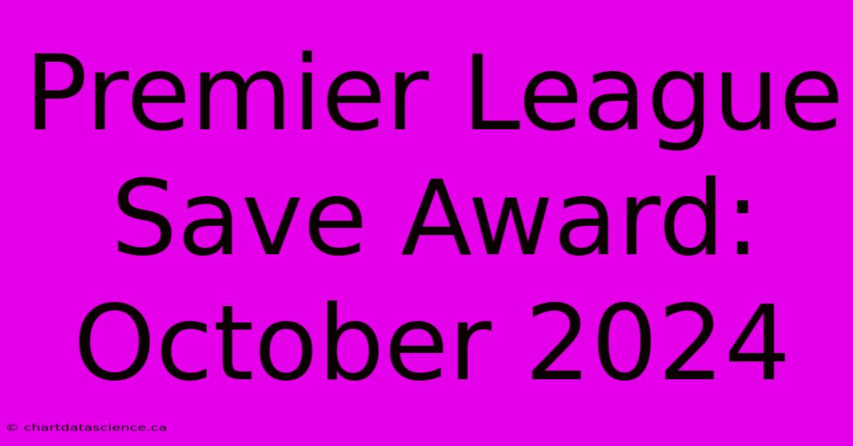 Premier League Save Award: October 2024 