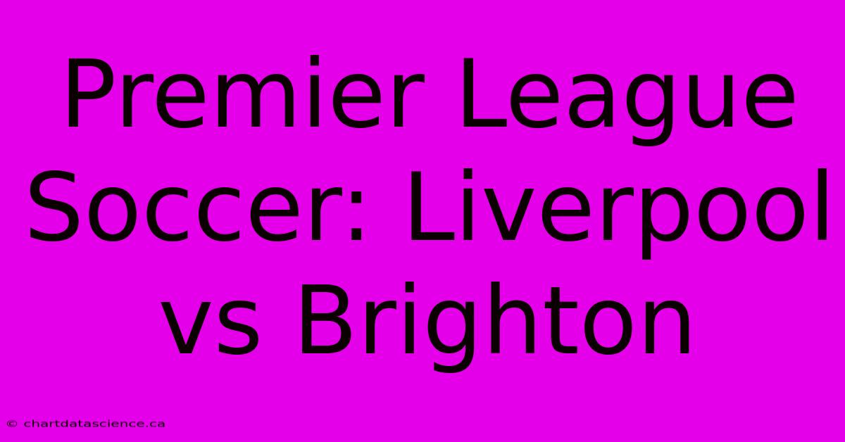 Premier League Soccer: Liverpool Vs Brighton