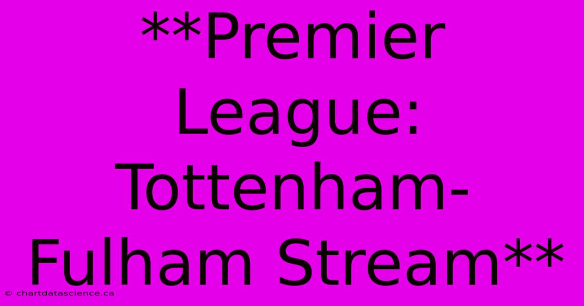 **Premier League: Tottenham-Fulham Stream**