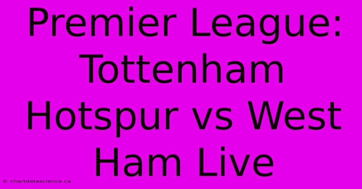 Premier League: Tottenham Hotspur Vs West Ham Live