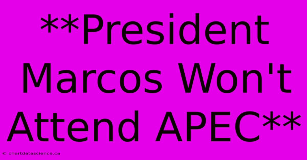 **President Marcos Won't Attend APEC** 