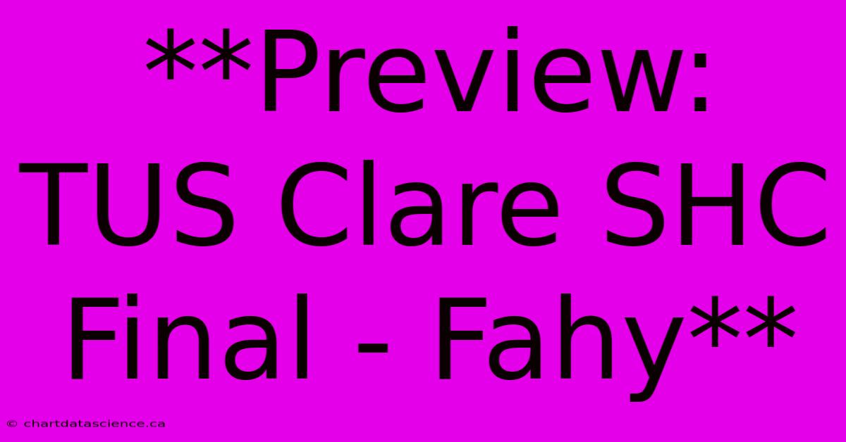 **Preview: TUS Clare SHC Final - Fahy** 