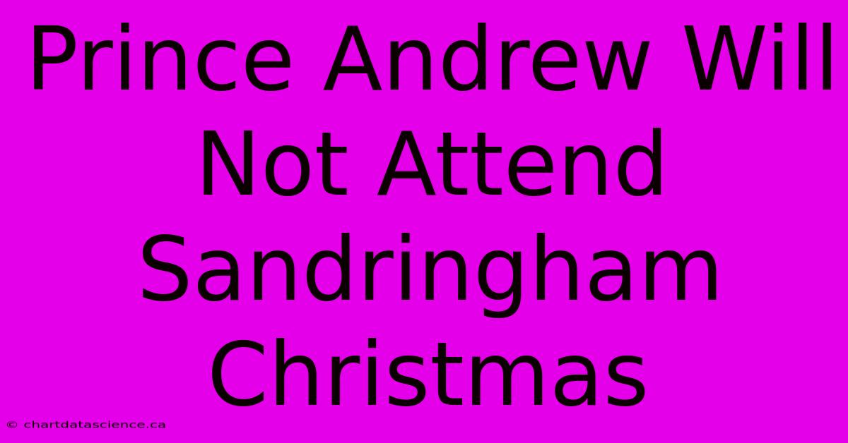 Prince Andrew Will Not Attend Sandringham Christmas