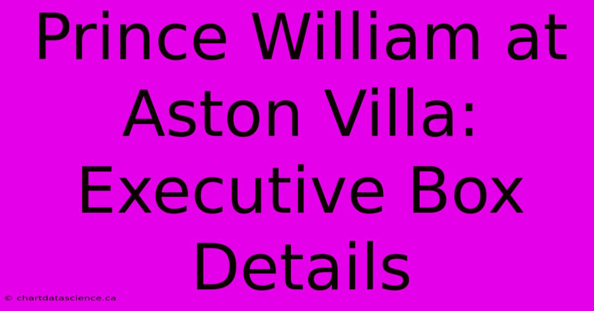 Prince William At Aston Villa: Executive Box Details