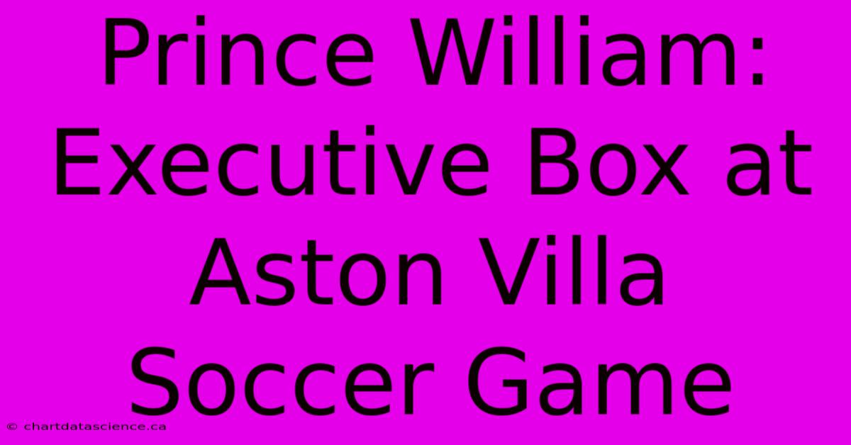 Prince William: Executive Box At Aston Villa Soccer Game