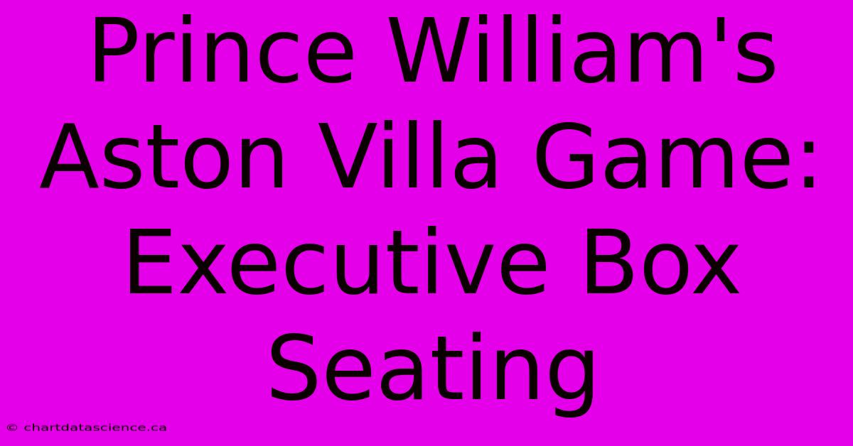 Prince William's Aston Villa Game: Executive Box Seating