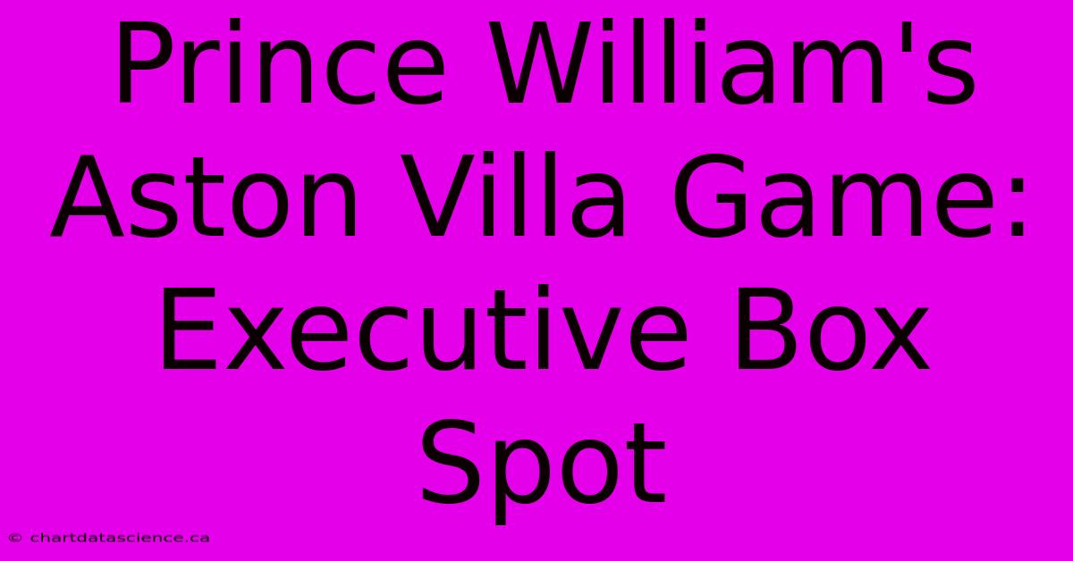 Prince William's Aston Villa Game: Executive Box Spot