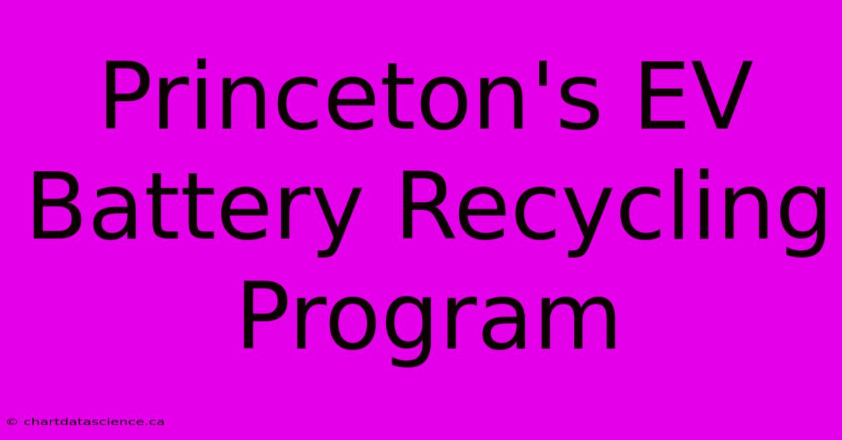 Princeton's EV Battery Recycling Program