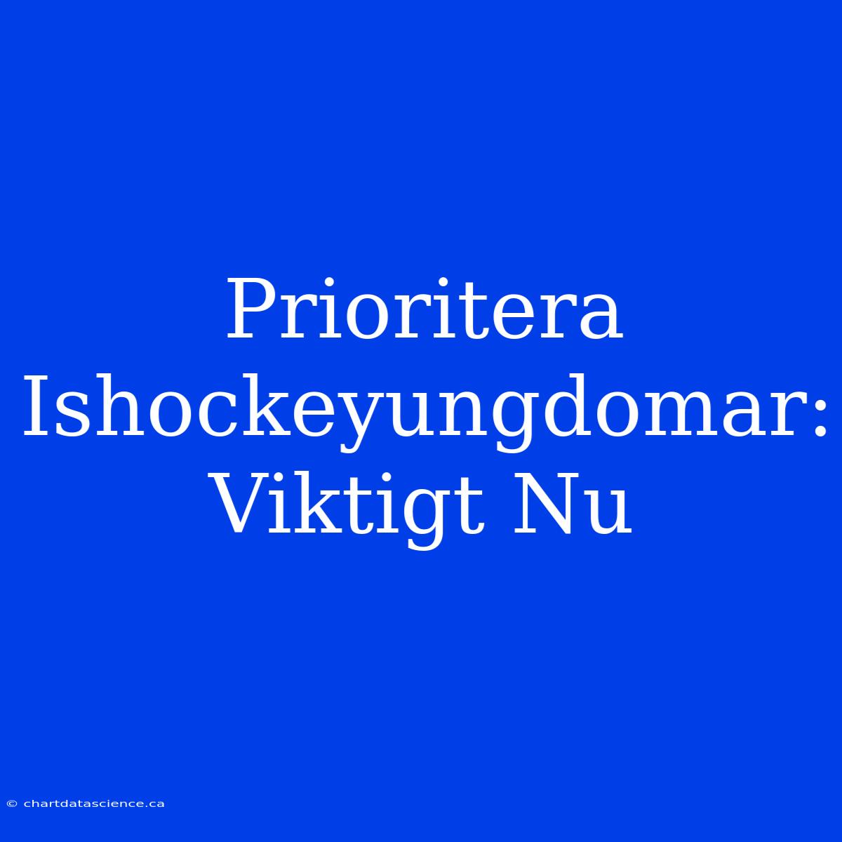 Prioritera Ishockeyungdomar: Viktigt Nu