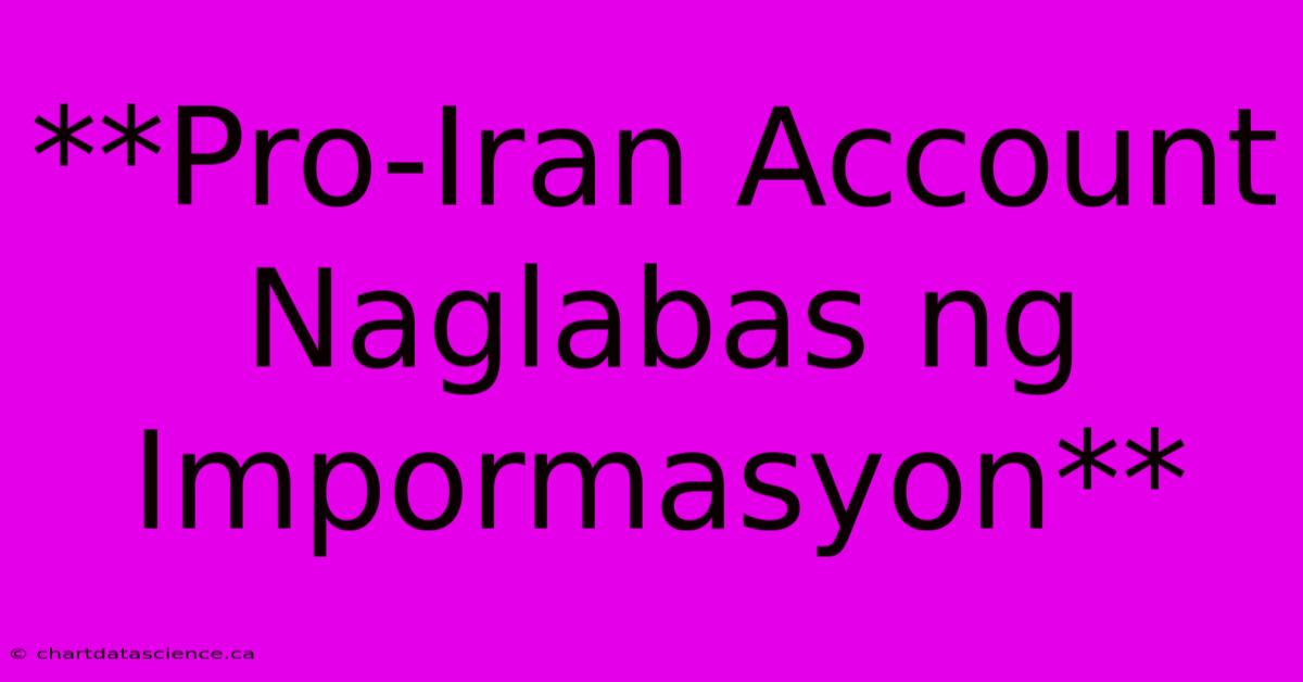 **Pro-Iran Account Naglabas Ng Impormasyon**