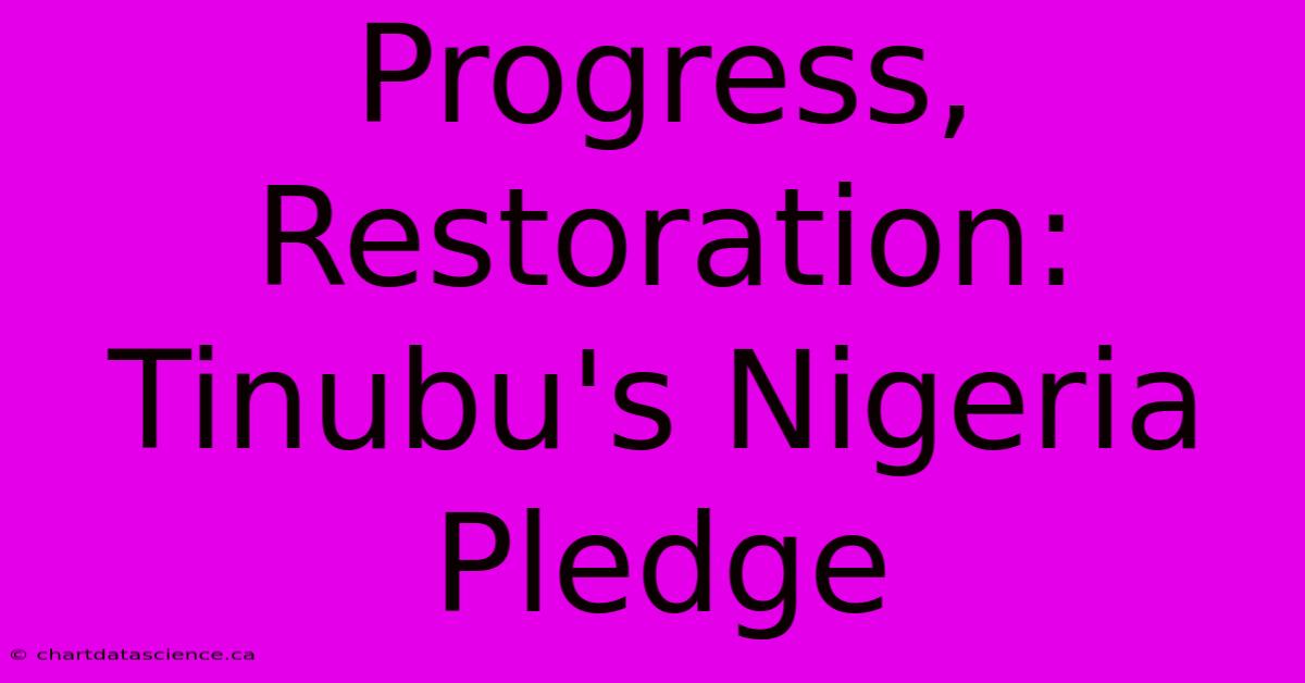 Progress, Restoration: Tinubu's Nigeria Pledge