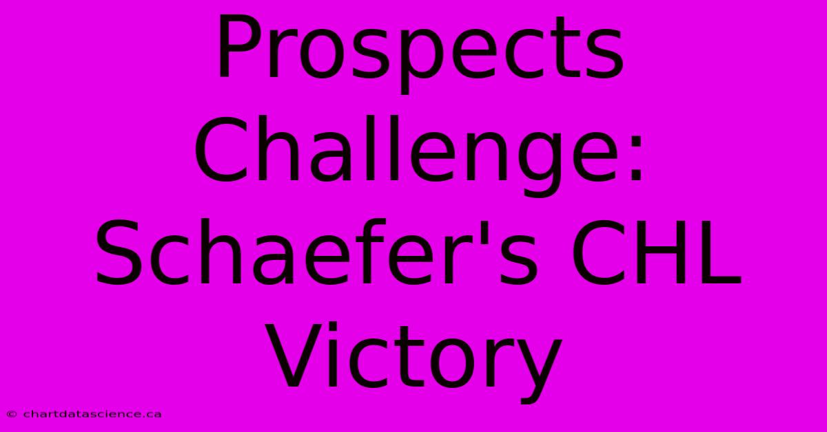 Prospects Challenge: Schaefer's CHL Victory