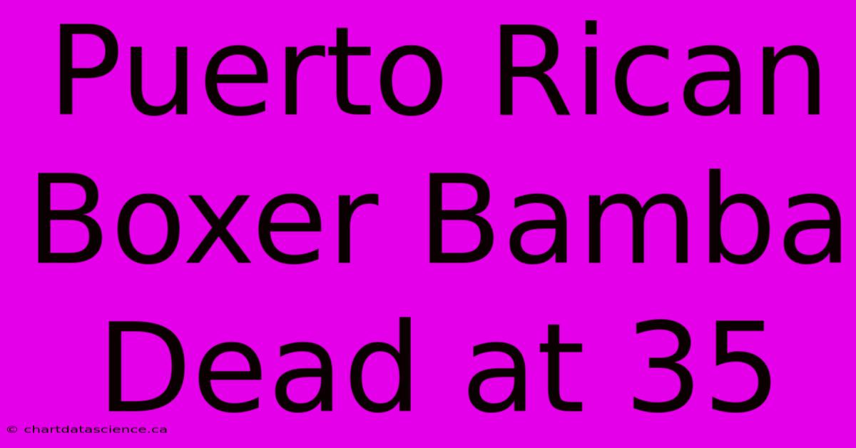 Puerto Rican Boxer Bamba Dead At 35