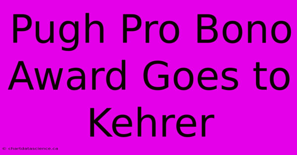 Pugh Pro Bono Award Goes To Kehrer