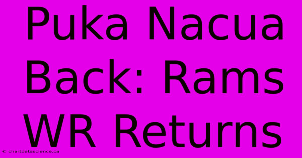 Puka Nacua Back: Rams WR Returns 