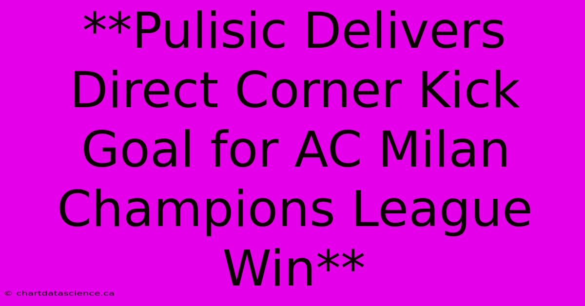 **Pulisic Delivers Direct Corner Kick Goal For AC Milan Champions League Win**