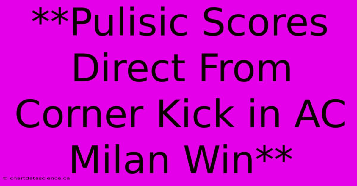 **Pulisic Scores Direct From Corner Kick In AC Milan Win** 