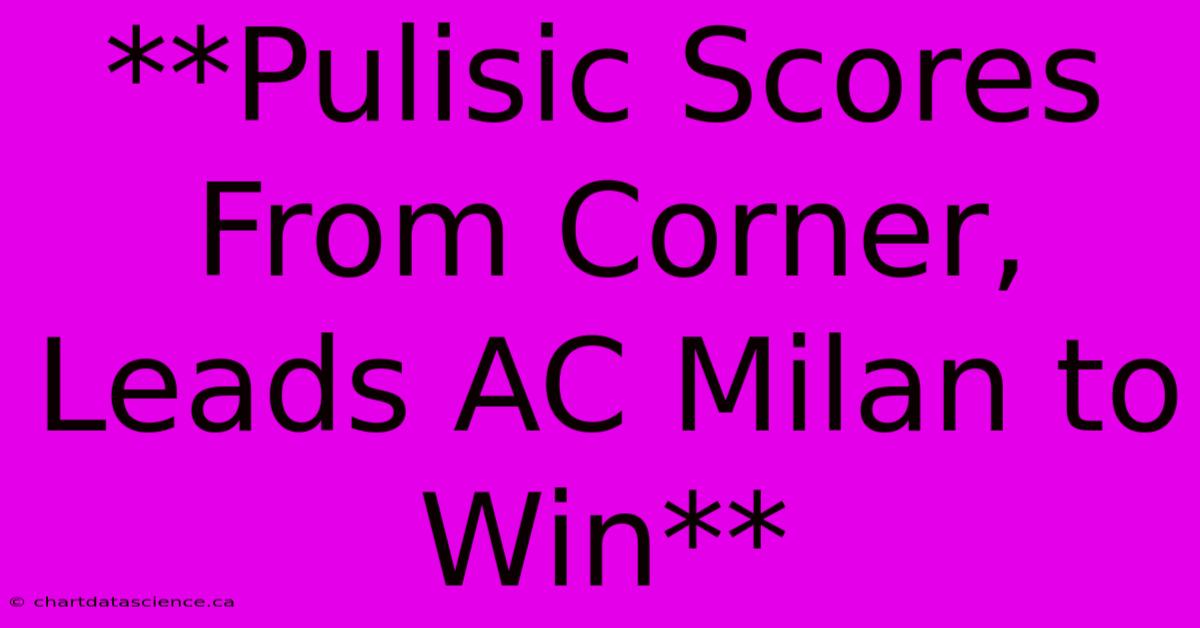 **Pulisic Scores From Corner, Leads AC Milan To Win**