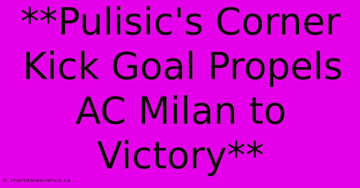 **Pulisic's Corner Kick Goal Propels AC Milan To Victory**