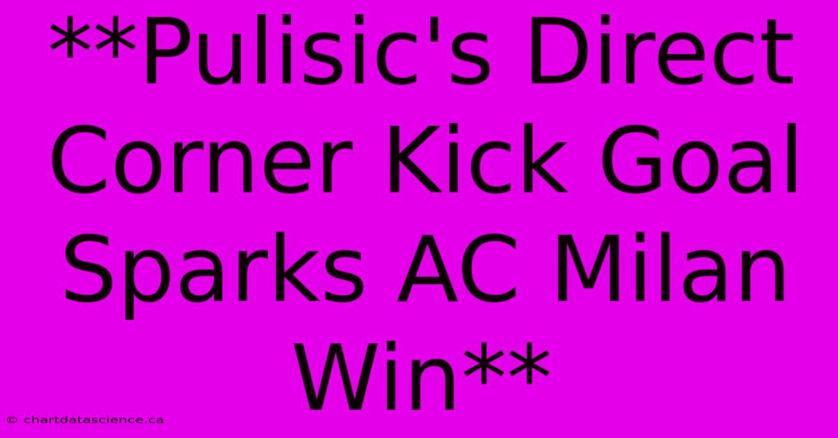 **Pulisic's Direct Corner Kick Goal Sparks AC Milan Win**