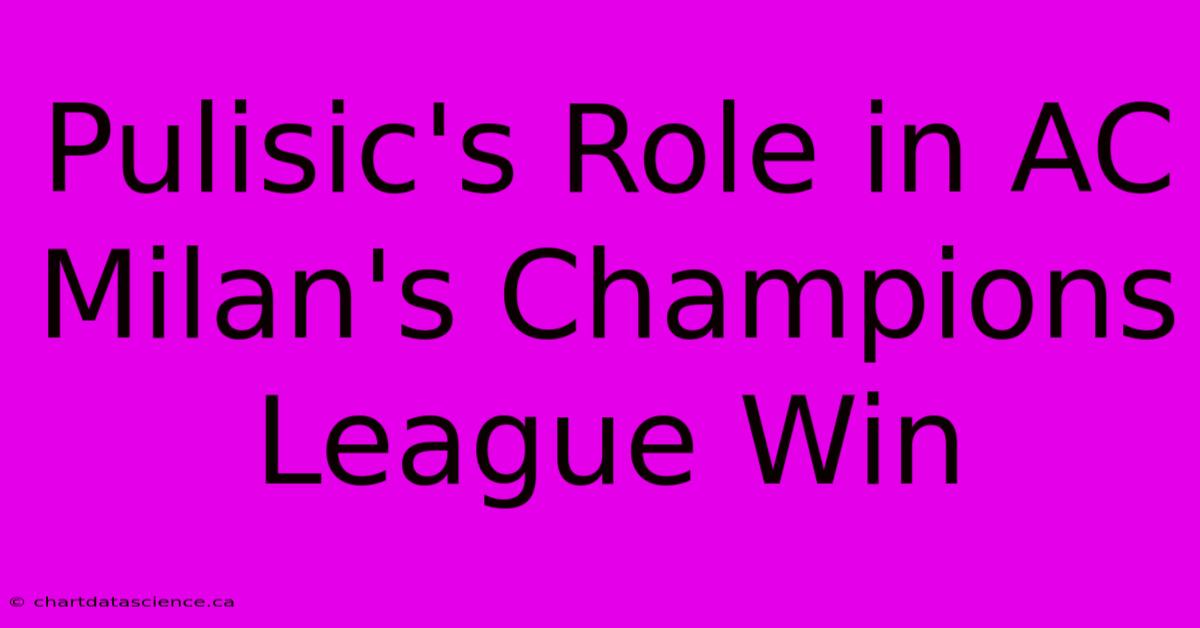 Pulisic's Role In AC Milan's Champions League Win