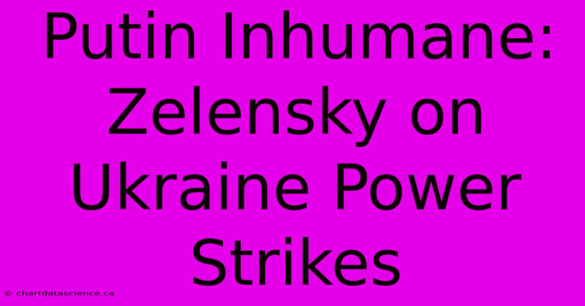 Putin Inhumane: Zelensky On Ukraine Power Strikes