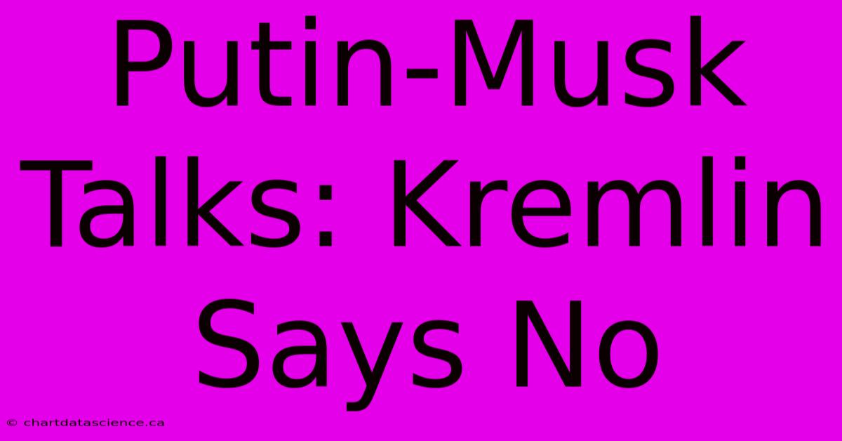 Putin-Musk Talks: Kremlin Says No