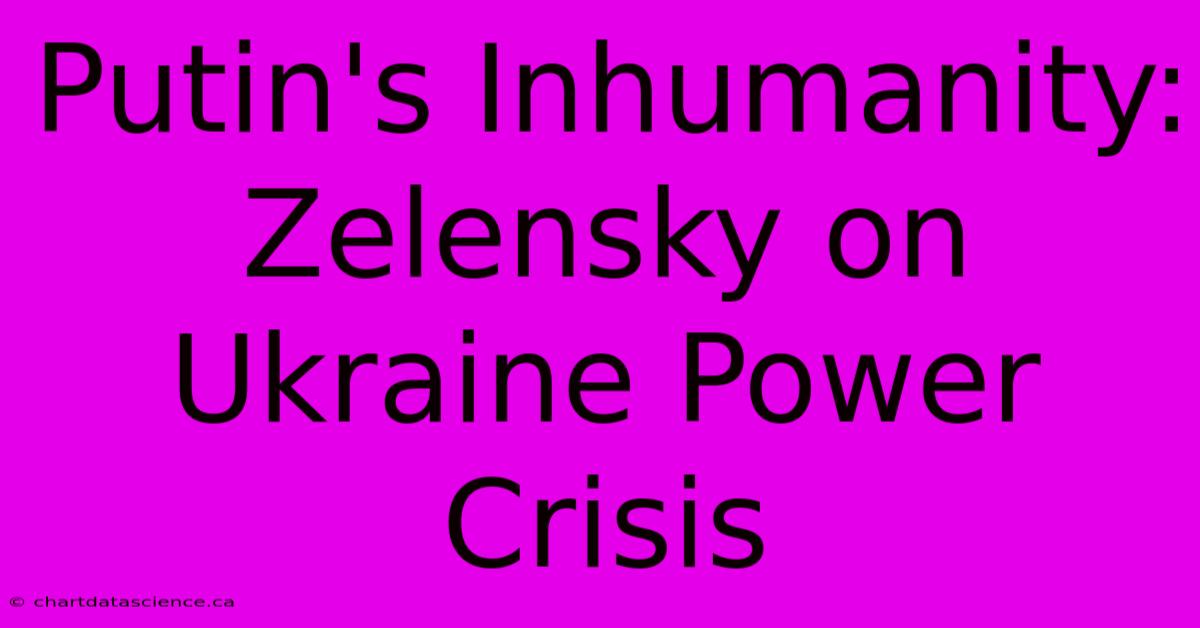 Putin's Inhumanity: Zelensky On Ukraine Power Crisis