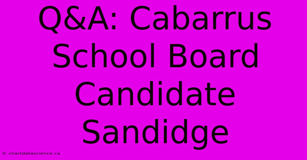 Q&A: Cabarrus School Board Candidate Sandidge 