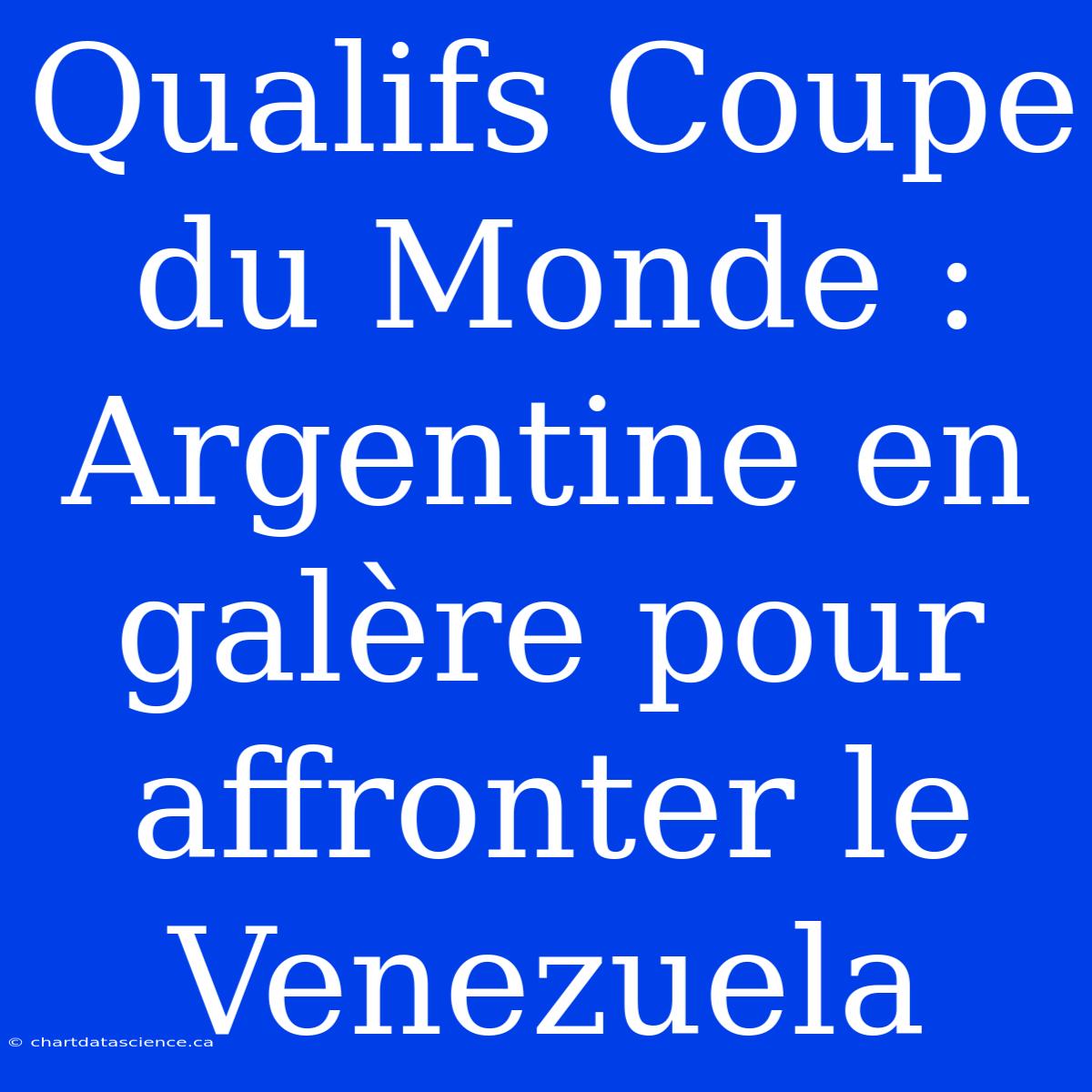 Qualifs Coupe Du Monde : Argentine En Galère Pour Affronter Le Venezuela